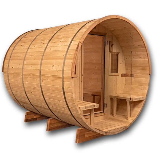 8 FT Classic Thermowood Barrel Sauna with Porch - 4-6 Person # #seotitle## Backcountry Recreation