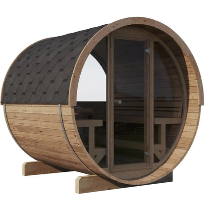 8 FT Thermowood Scenic View Barrel Sauna - 6 Person (Extra Wide) Backcountry Recreation