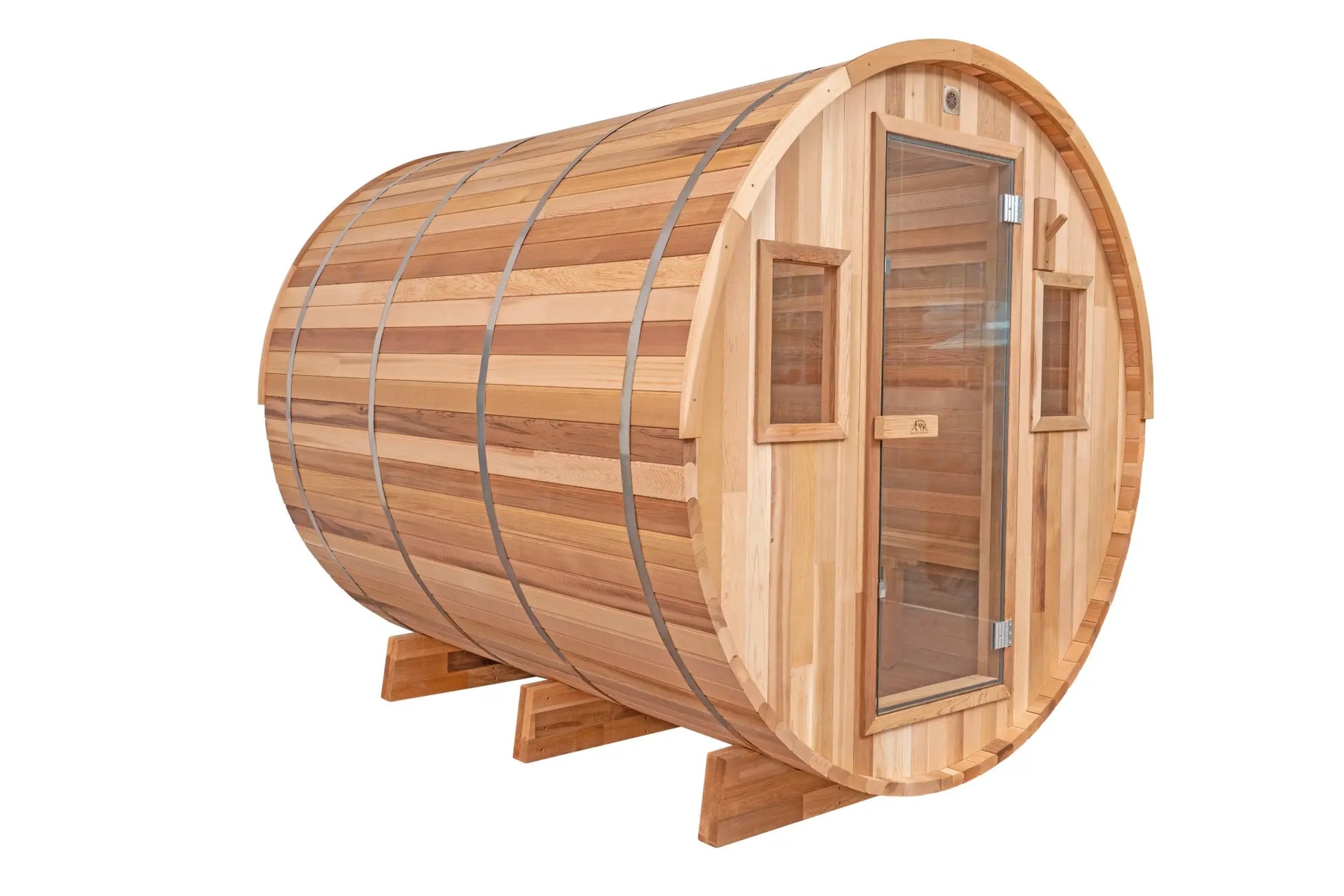 8 Ft Classic Cedar Scenic View Barrel Sauna - 6-8 Person Backcountry Recreation