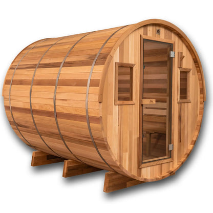 8 Ft Classic Cedar Scenic View Barrel Sauna - 6-8 Person Backcountry Recreation