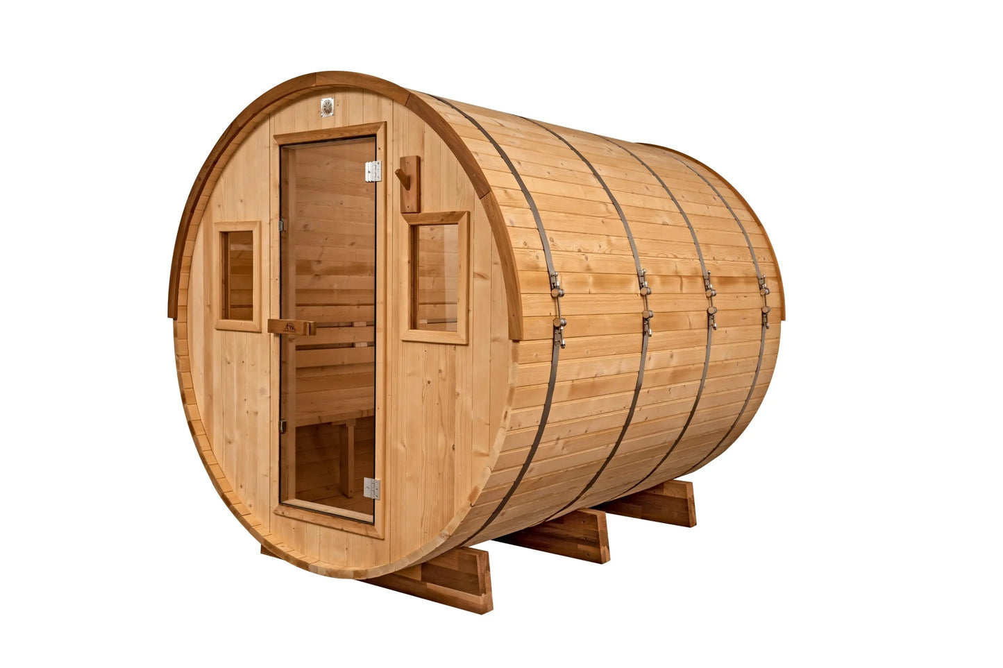 8 Ft Classic Thermowood Scenic View Barrel Sauna - 6-8 Person Backcountry Recreation