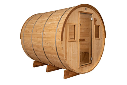 8 Ft Classic Thermowood Scenic View Barrel Sauna - 6-8 Person Backcountry Recreation