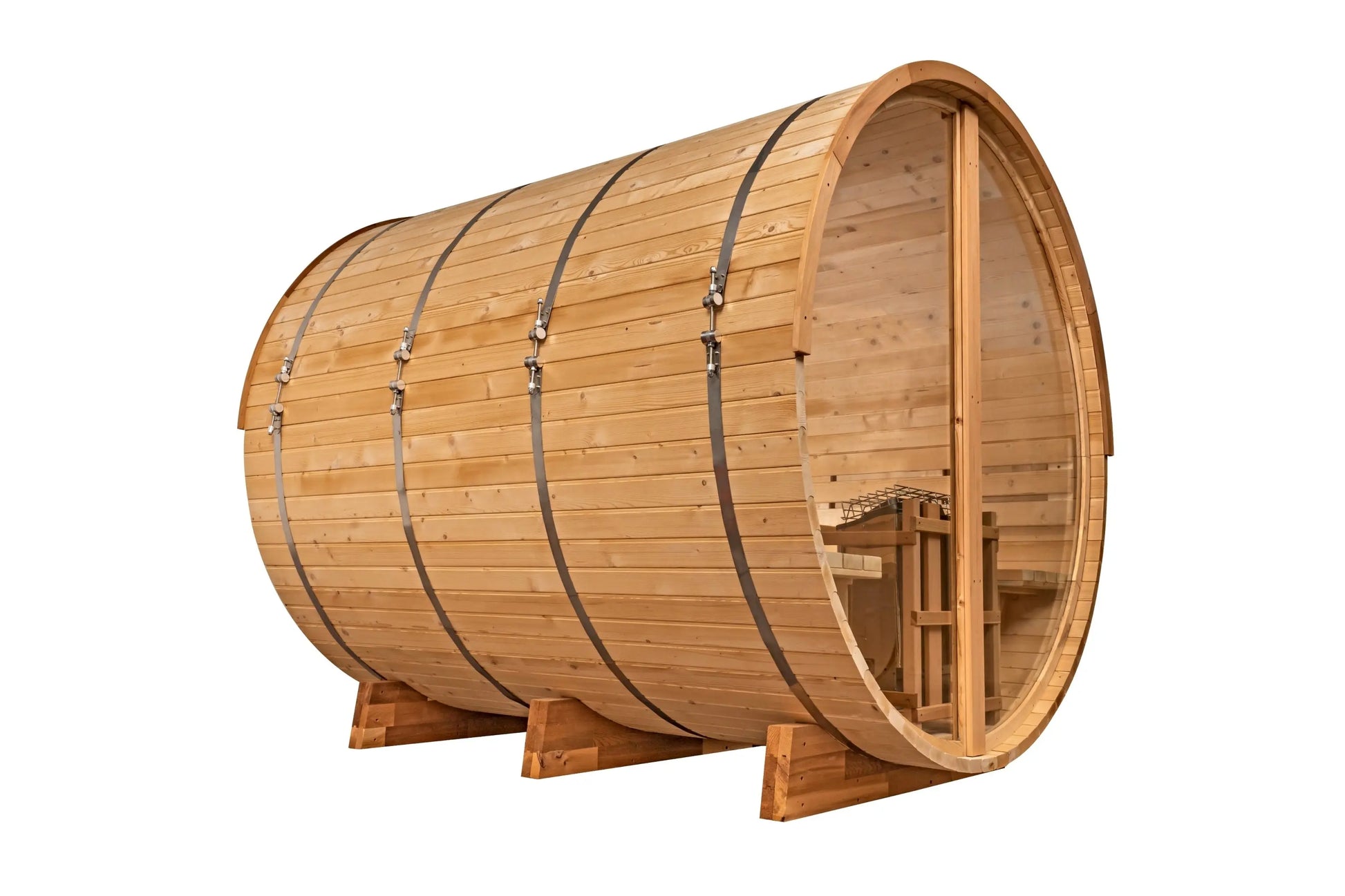 8 Ft Classic Thermowood Scenic View Barrel Sauna - 6-8 Person Backcountry Recreation